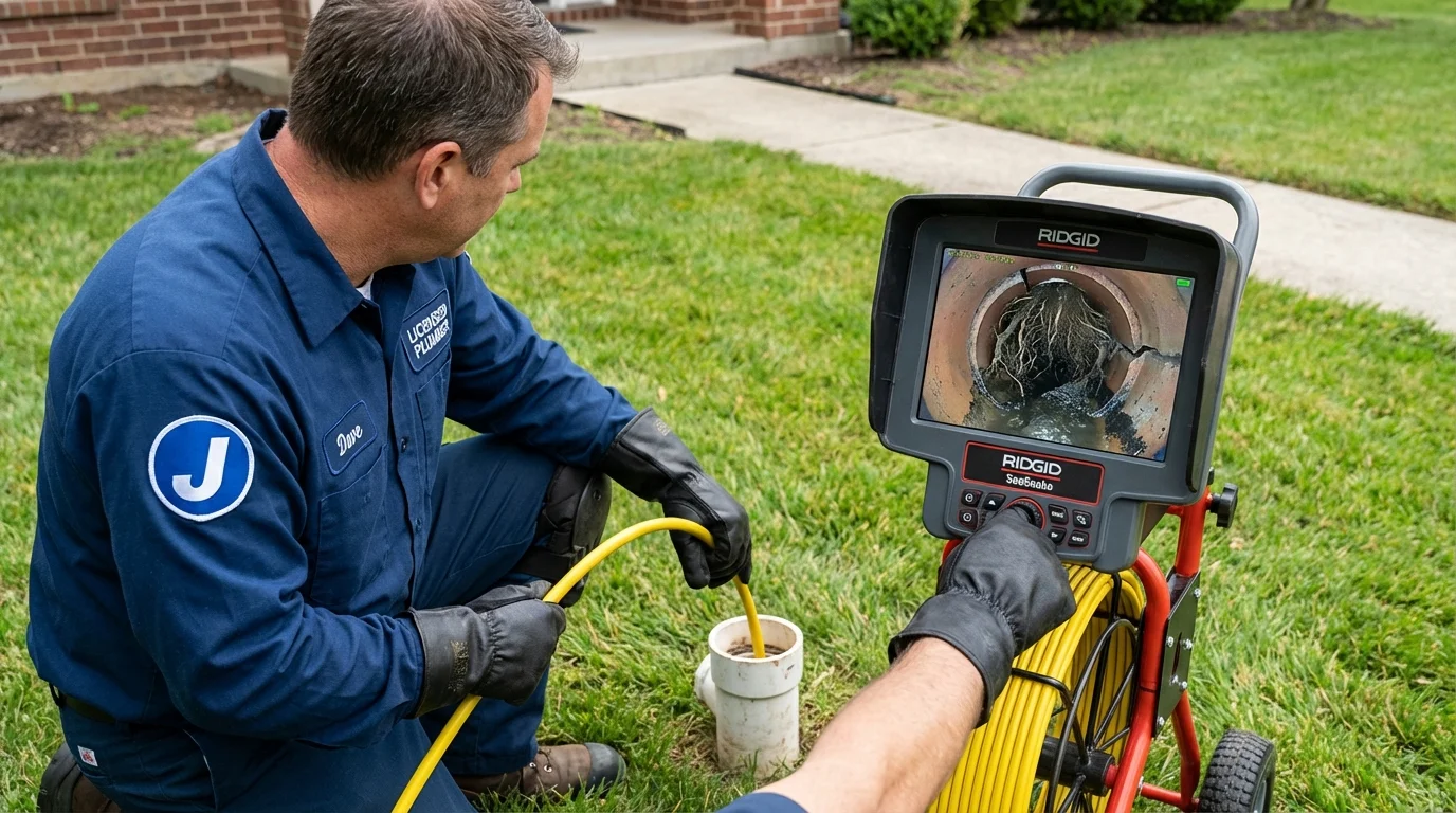 Sewer camera inspection being performed by Johns Plumbing LLC in Hesston